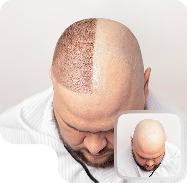 Hairline transplant patient before and after